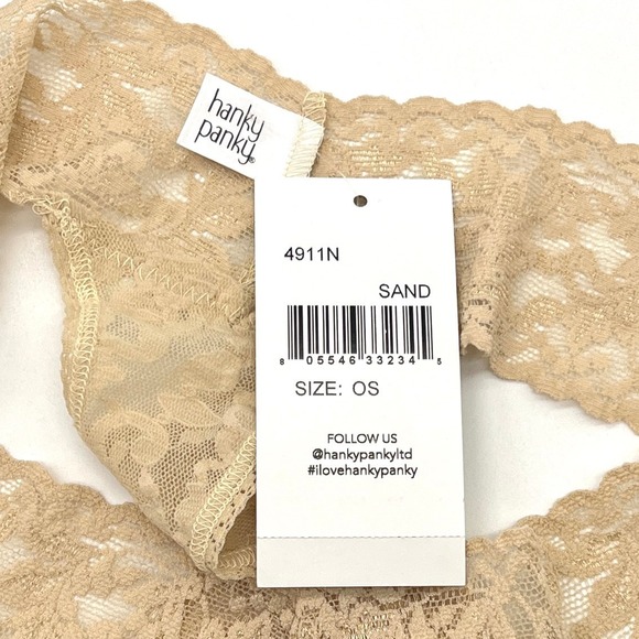 HANKY PANKY Low Rise Thong Set of 3 One Size Sand Nude Beige Lace NEW - Picture 6 of 7